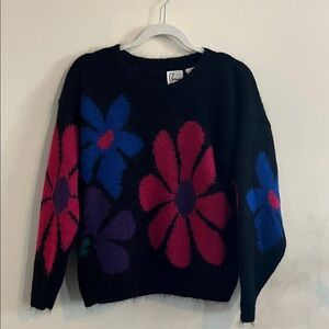 Vintage Cherry’s Mohair Flower Power Sweater Cozy Lux 80s Fuzzy Funky M Girly